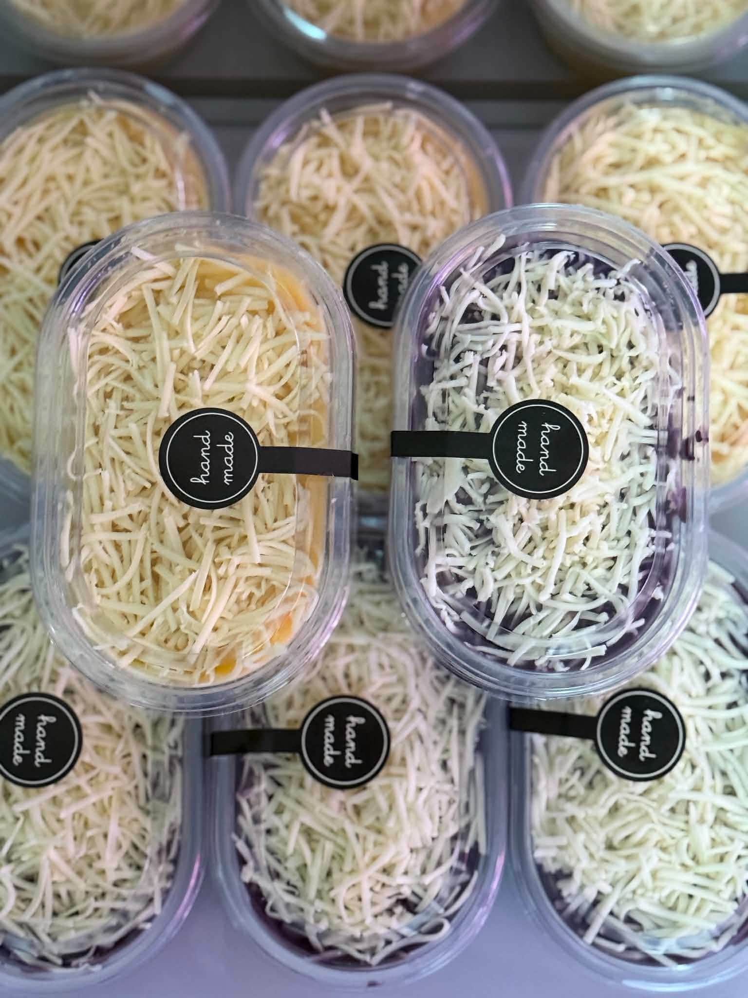 A table of cheesy and ube yema cakes from Dale Finds